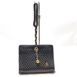 Bally Quilted lack Shoulder bag with Gold Chain Accent